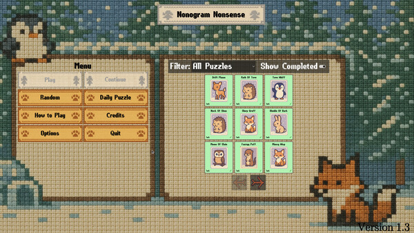 Puzzle selection screen